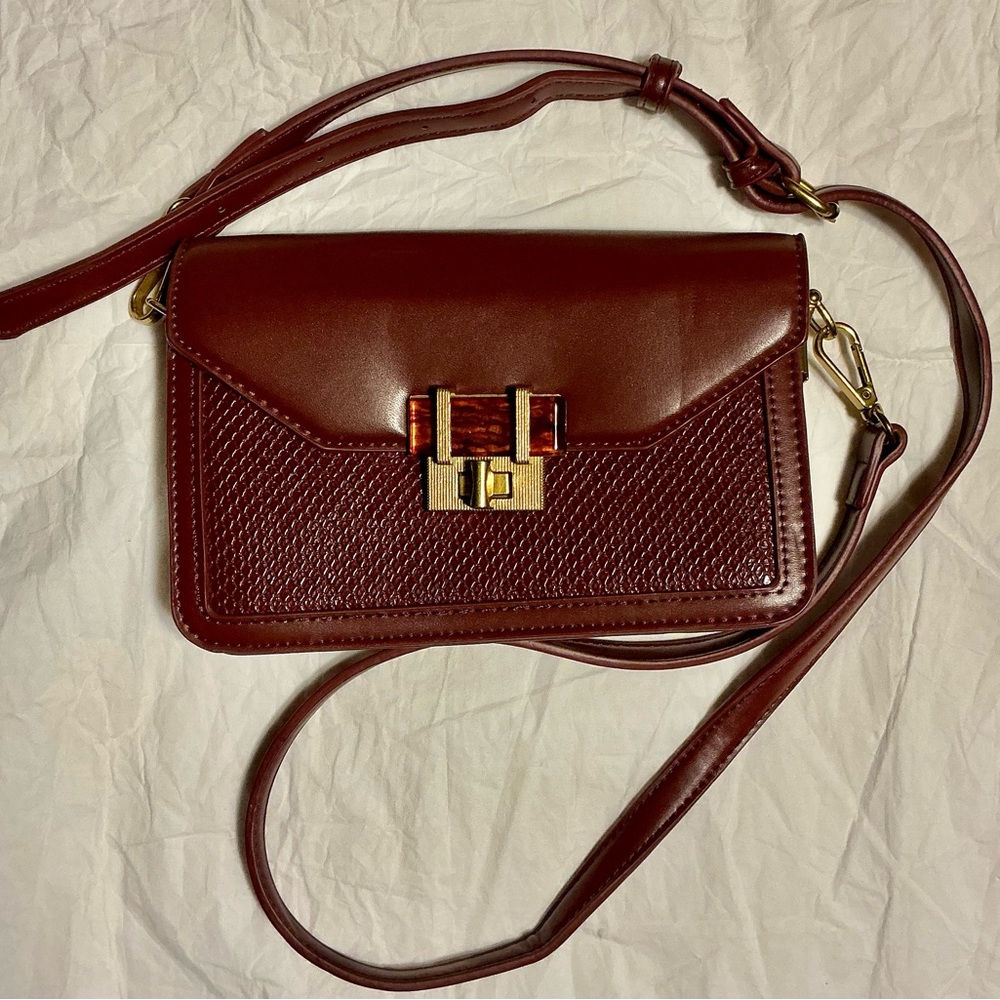 Madison West Vegan Leather Gold Tone Hardware Crossbody Bag